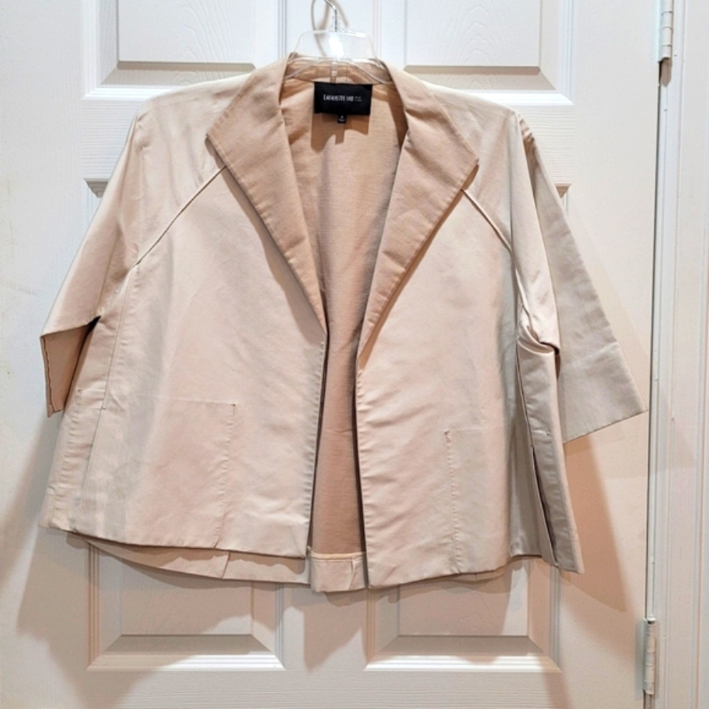 Lafayette148 retro 60s Cape style Blazer 3/4 sleeves, Two Tone, Open Front,Small